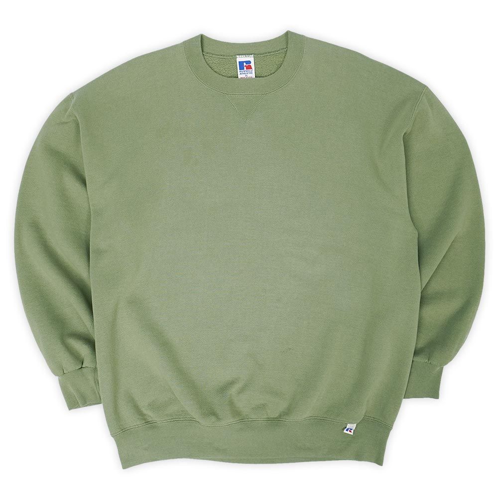 ラッセル RUSSELL 90s 90年代 ブランクスウェット MADE IN USA アメリカ製 無地 前V フェード ヴィンテージ ビンテージ 古着 メンズ スウェット トレーナー グリーン系 XL【中古】
