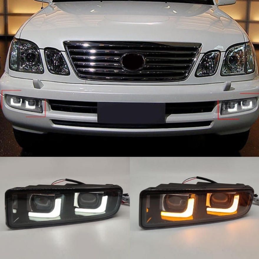 レクサスLX470 98-07に適用されますフロントフォグランプトレインデイライトレンズバーライトウインカー 左右2本