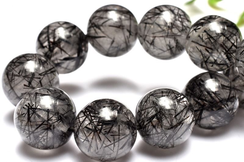 【人気急上昇】 １点物 放射状 黒い針 ブラックトルマリンインクォーツ 12.5mm ブレスレット パワーストーン 天然石 _MA9329 最終値下げスタート！