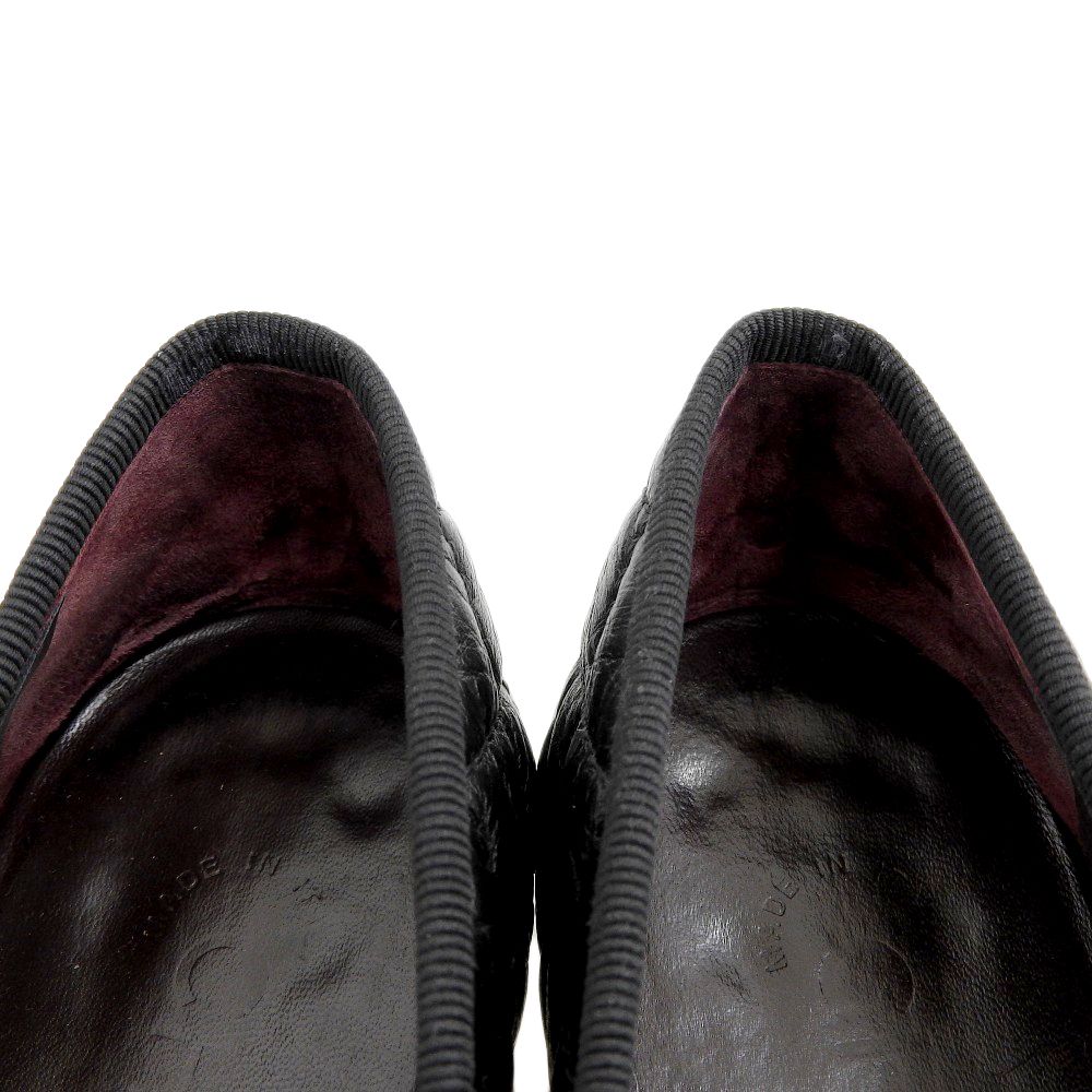 CHANEL レザーブラックパンプス（サイズ36） CHANEL シャネル レザー フラット パンプス レディース ブラック