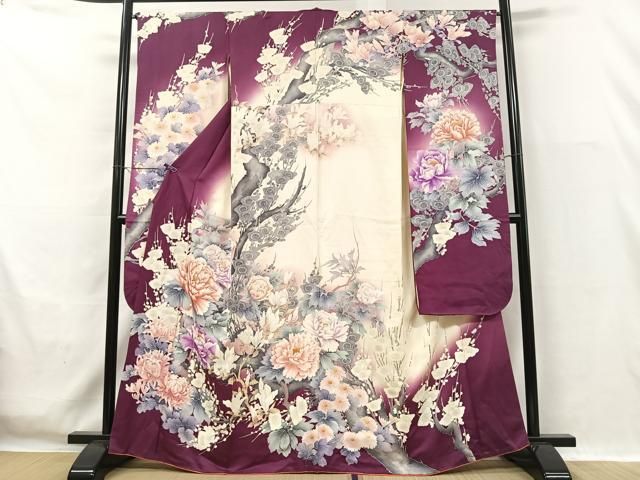平和屋着物□豪華振袖 駒刺繍 枝梅文 暈し染め 金彩 正絹 逸品
