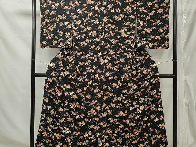 平和屋着物▽上質な小紋 単衣 ふくれ織 鹿の子間道 正絹 逸品