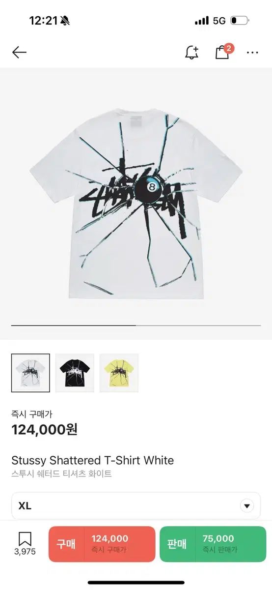 STUSSY(ステューシー) シャッタード Tシャツ 白 XL
