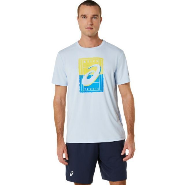 asics アシックス MEN COURT GS GRAPHIC TEE ソフトスカイ XS 2041A254 406 | スポーツ用品 スポーツ グッズ ツール アクセサリー 雑貨 小物 使いやすい テニス 衣類 メンズ 男性用 XS トップス シャツ Tシ
