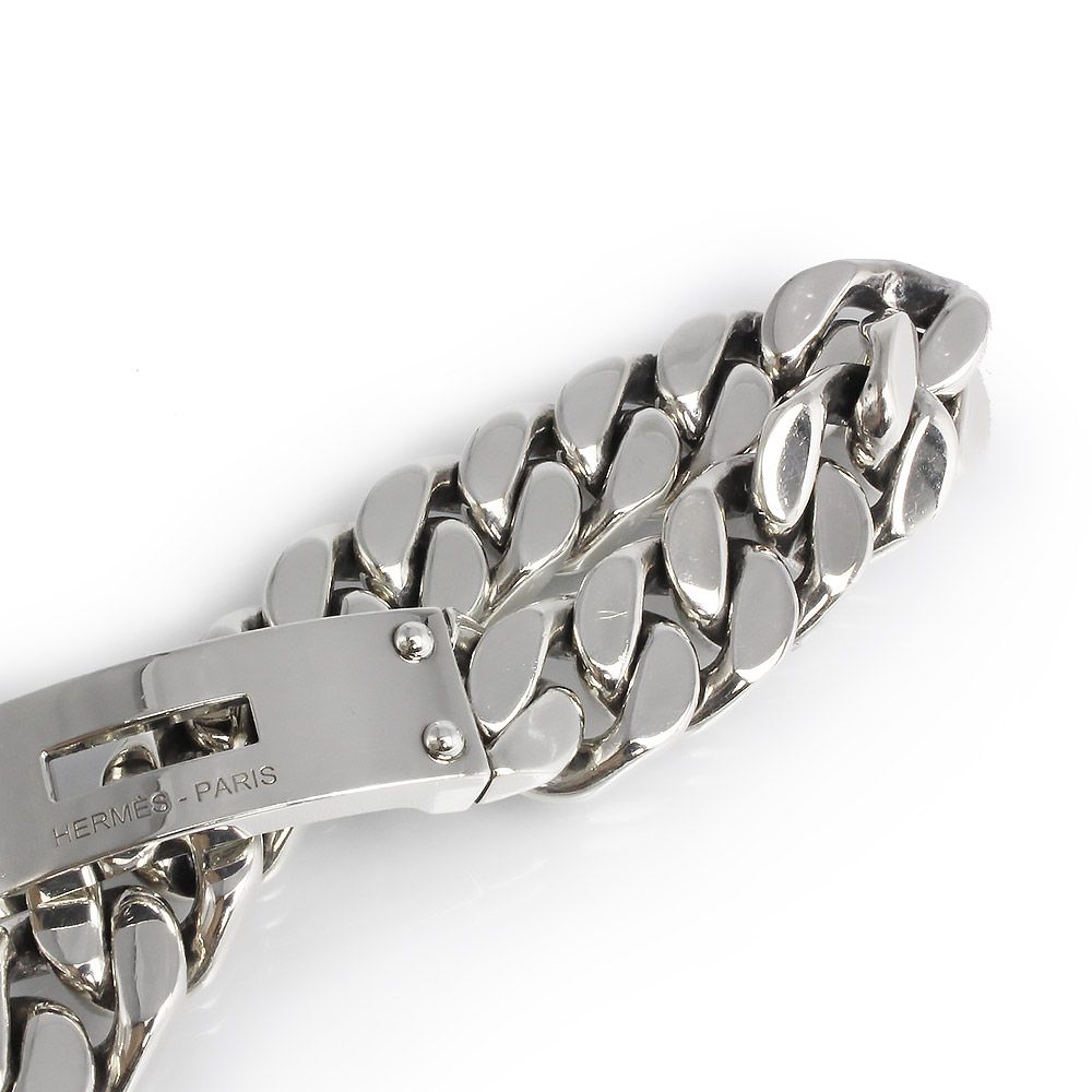 【美品】エルメス　ケリー グルメット チェーン ブレスレット シルバー 美品】エルメス ケリー グルメット チェーン ブレスレット