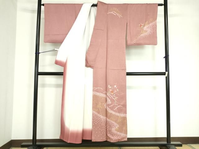 平和屋着物○訪問着 絞り 舞花文 たたき染め 金彩 正絹 逸品 CAAW3979vf