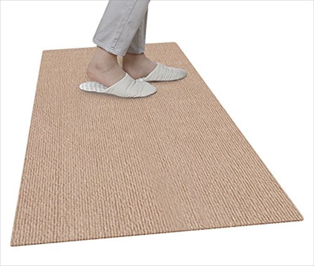 【数量限定】台所マット ロング ずれない 60×120cm キッチンマット ベージュ 洗える】サンコー カーペットタイプ 消臭 おくだけ吸着 撥水 KL-41 【日本製