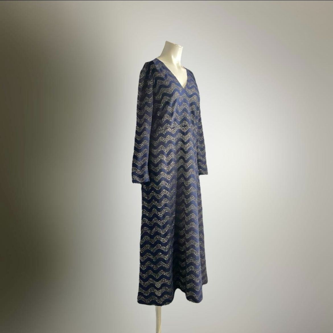 ヨーロッパ ヴィンテージ ドレス ワンピース ユーロ グリッター 柄 70s 波