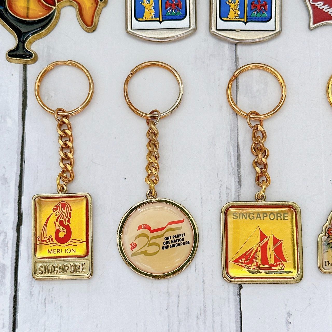 海外☆レトロキーホルダー12点セット ヴィンテージキーリング 海外