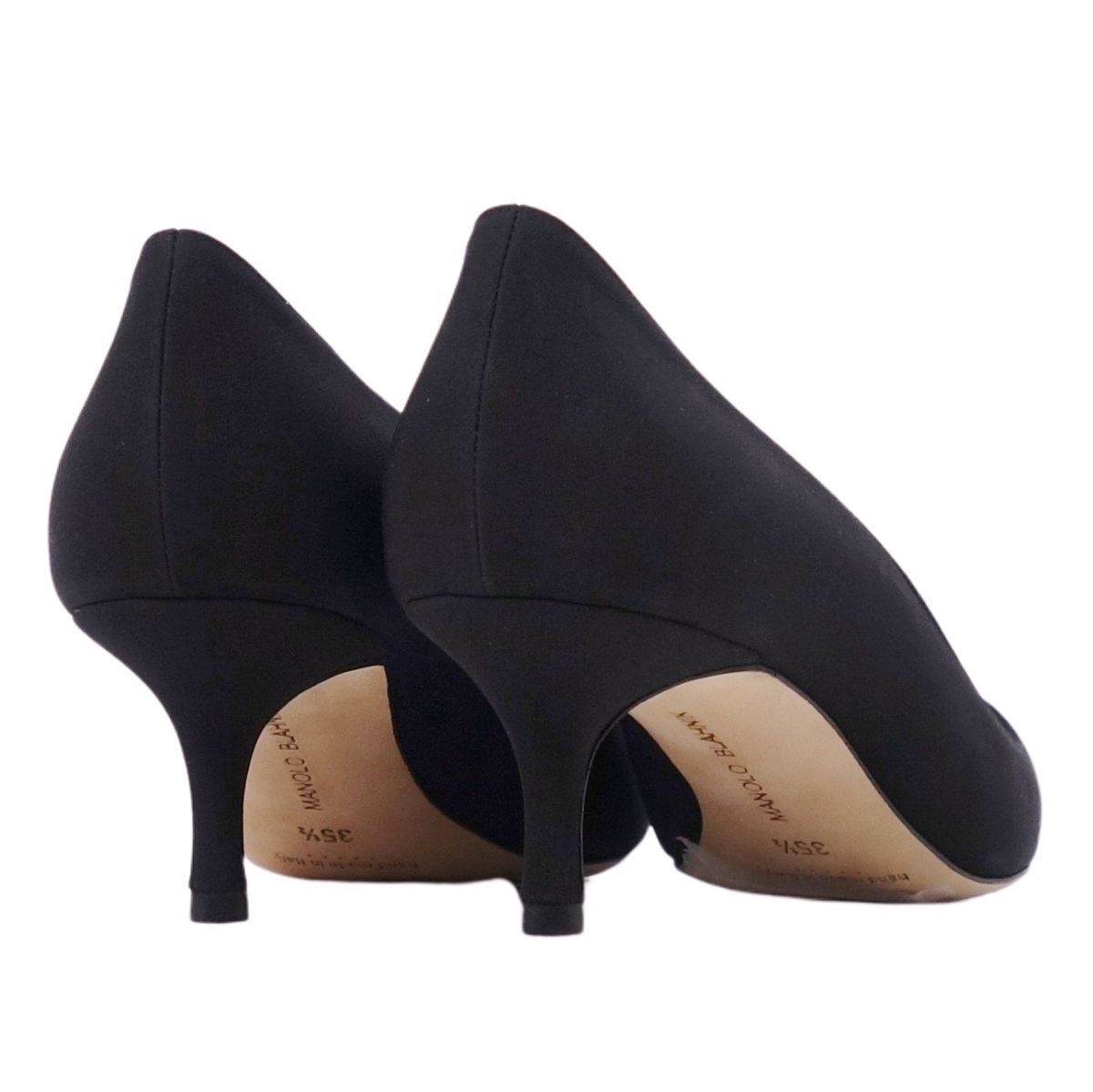 MANOLO BLAHNIK ブラックサテン フラットシューズ 36.5 MANOLO BLAHNIK