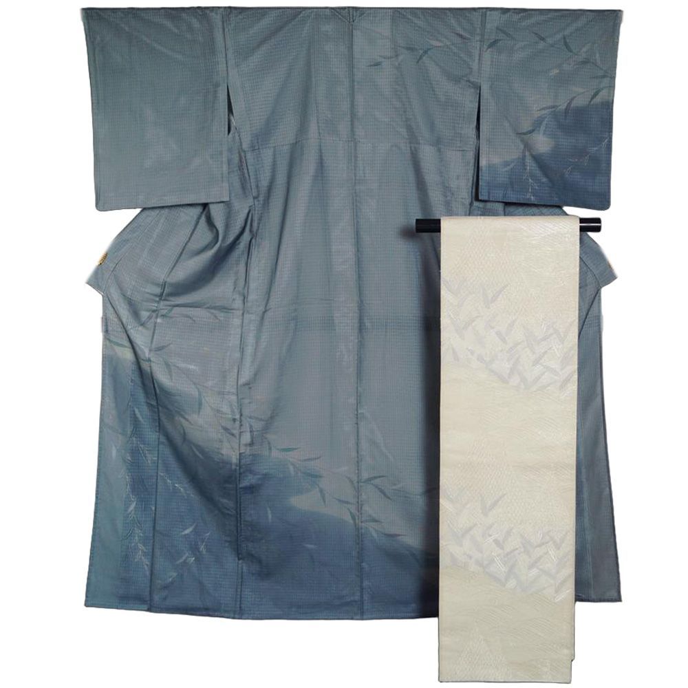 夏着物 セット 紗袷 訪問着・袋帯 2点セット エ霞に柳模様 S