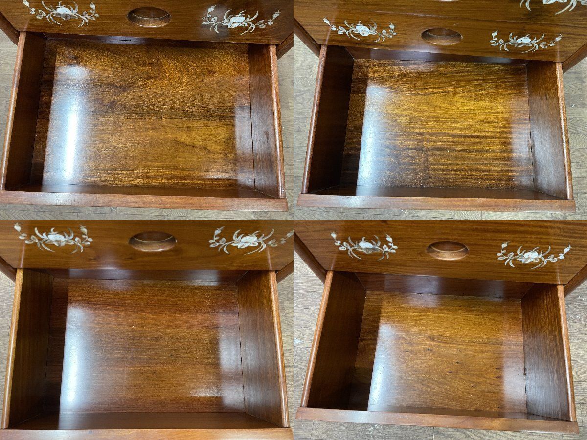 螺鈿家具 螺鈿細工 唐木 花梨 引き出し 五段 チェスト 無垢材　ラデン細工 螺鈿家具 螺鈿細工 唐木 花梨 引き出し 五段 チェスト 無垢材