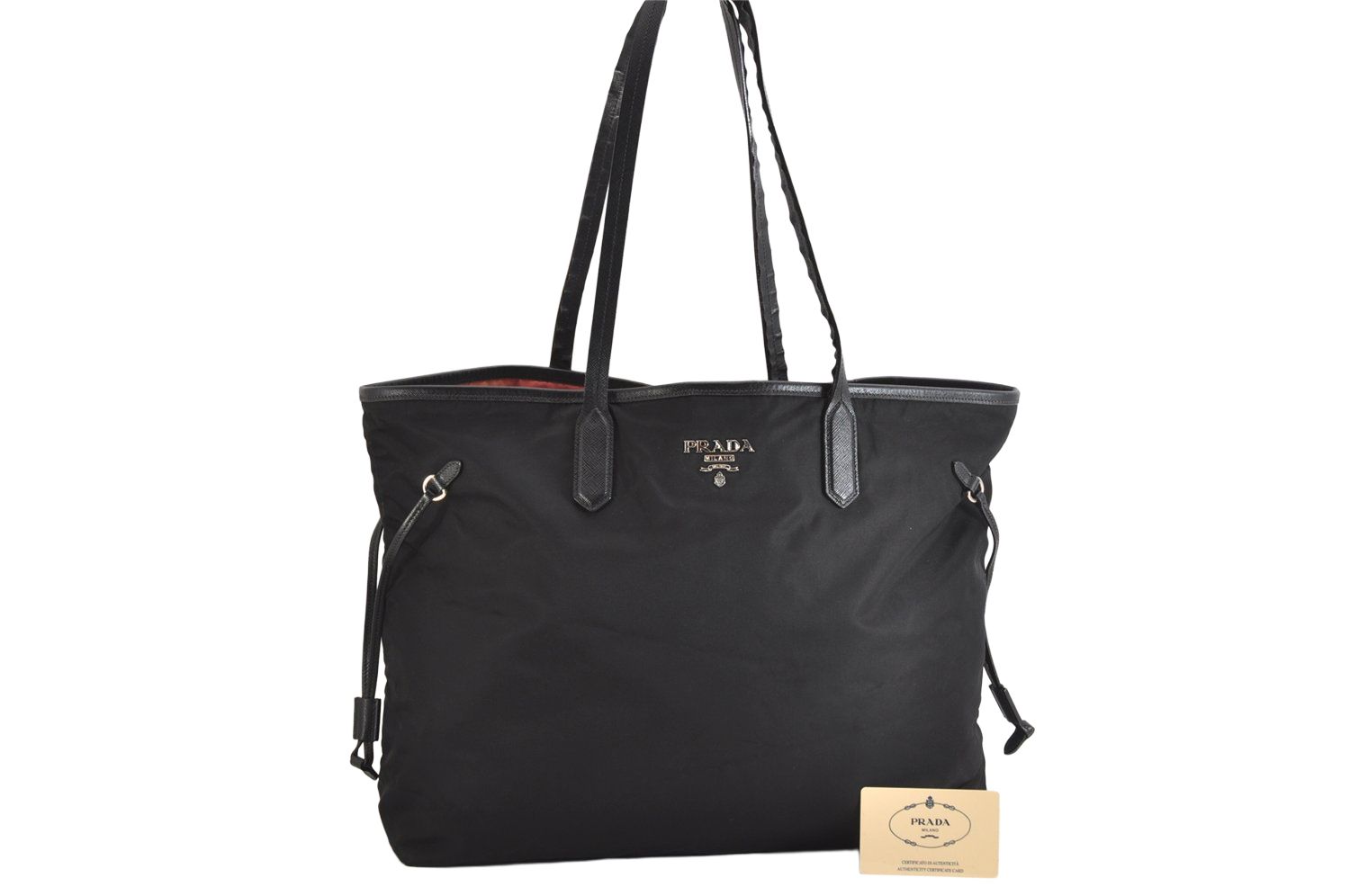 PRADA プラダ ヴィンテージ ナイロン サフィアーノレザー ショルダートートバッグ ブラック 5530M
