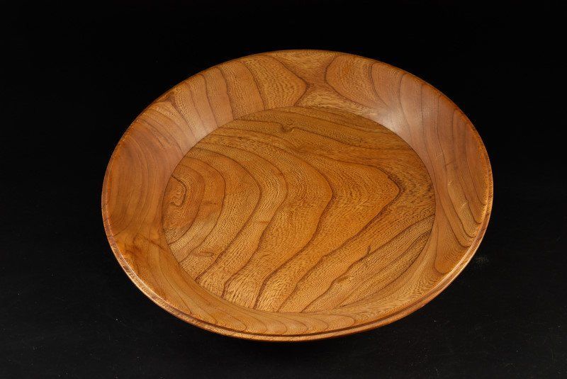 蔵A2461 宗春作 欅刳貫大盆 花押有 共箱