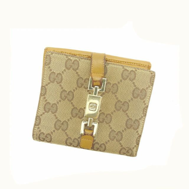 美品 GUCCI グッチ 二つ折り財布 Wホック GGキャンバス ロゴ金具 GUCCI グッチ Wホックサイフ 112664 GGキャンバス／カーフ