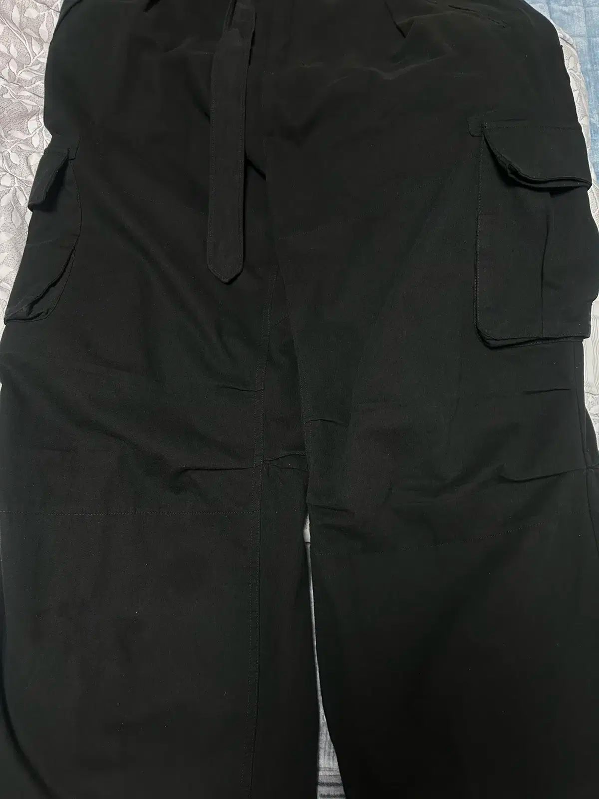 POLYTERU ベルト付き カーゴ パンツ 黒 4 サイズ