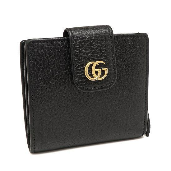 グッチ 財布 GGマーモント 二つ折り財布 レザー ブラック GUCCI