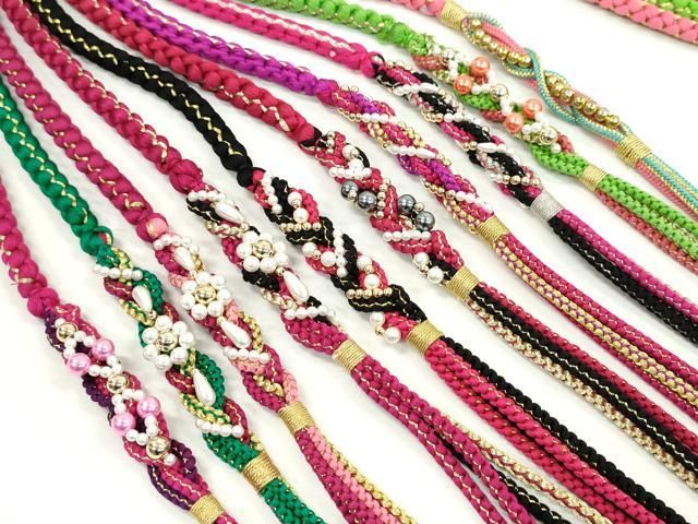平和屋着物●和装小物 振袖用飾り付き帯締め１０本セット パール 花 金銀糸 CAAX8187ju