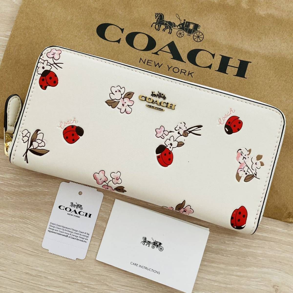 ☆ COACH コーチ C6411 長財布 てんとう虫 花柄 フラワー フローラル