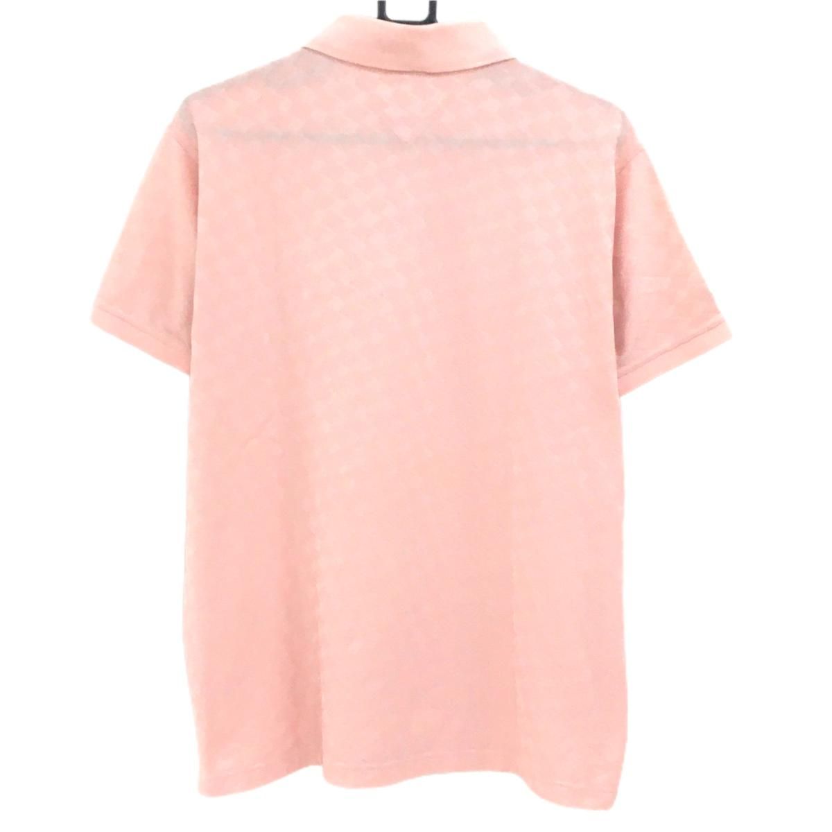 ゾーイ 半袖ポロシャツ ライトピンク 地模様 ロゴ刺しゅう メンズ 3(L