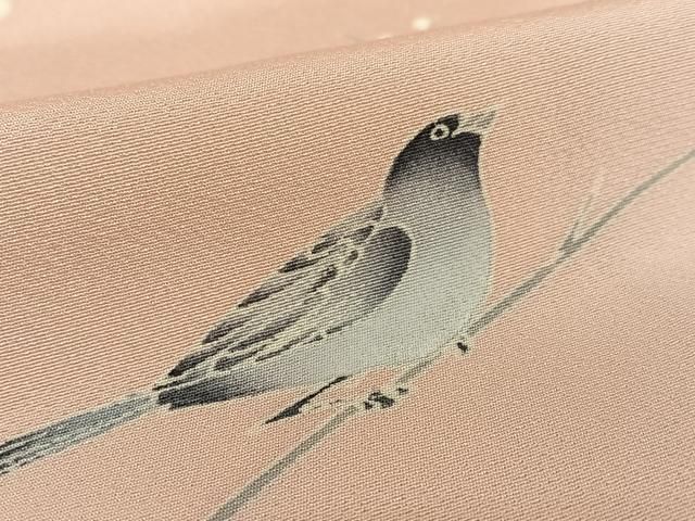 平和屋着物○訪問着 枝花に休み鳥 暈し染め 正絹 逸品