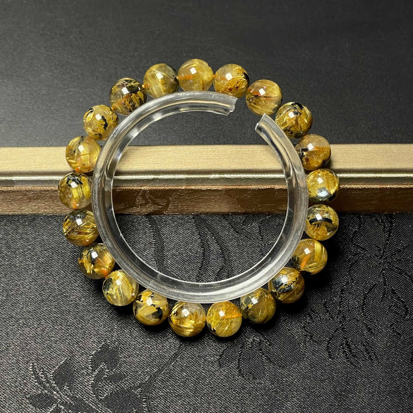 EU製 太陽花タイチンルチル 黄金針水晶 金運 開運 ゴールド ブレスレット パワーストーン プレゼント 8.7-9.2mm ZB9444