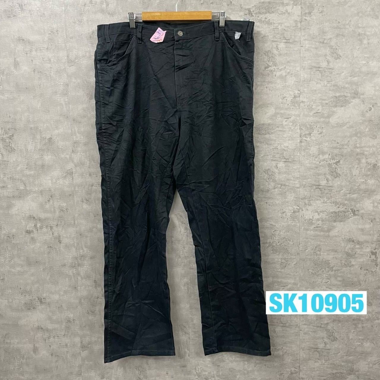 Dickies ブラック ワークパンツ 42UL 実寸W42in ジップフライ C7988BK 