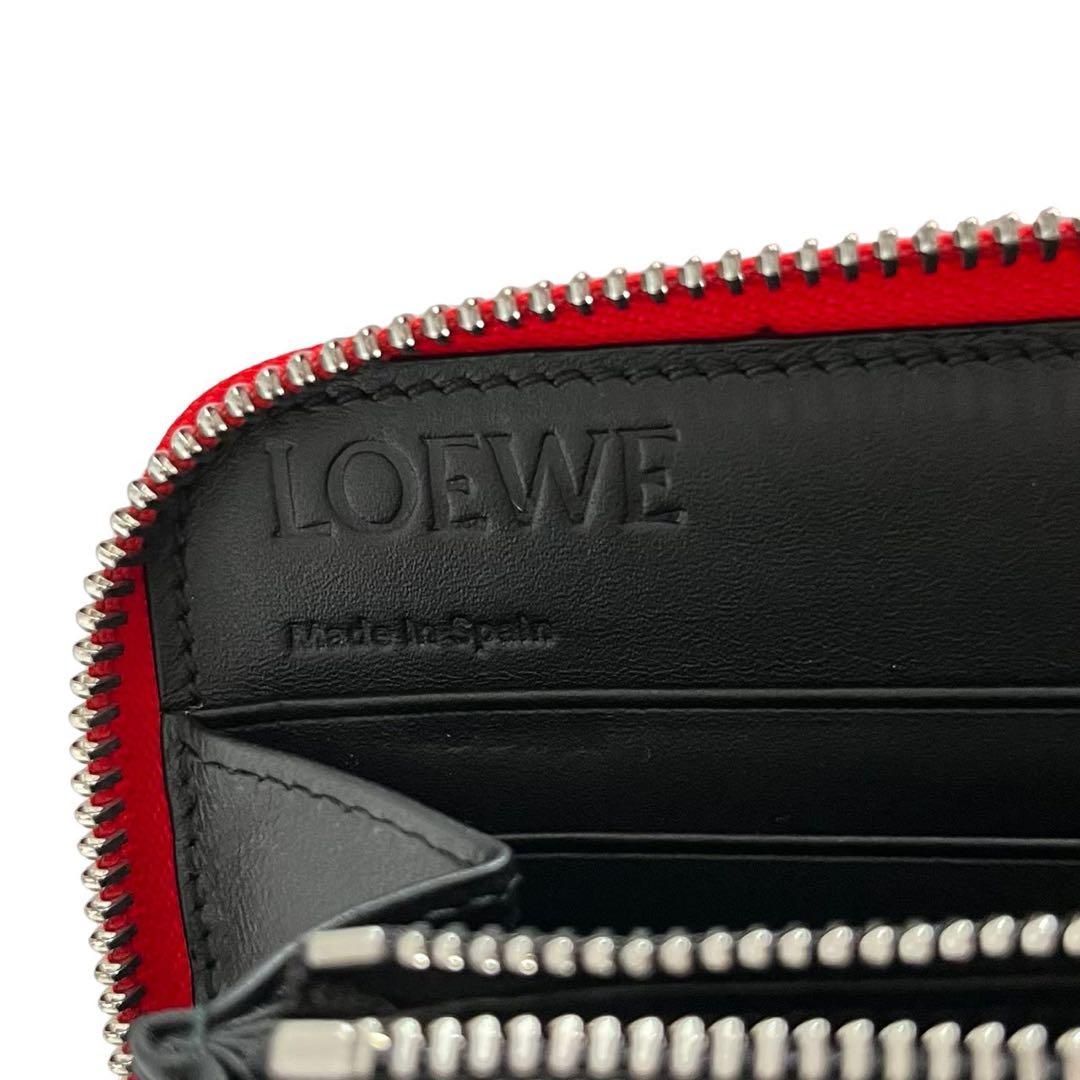 LOEWE ロエベ リネン 長財布 ラウンドファスナー レッド ロゴ アナグラム