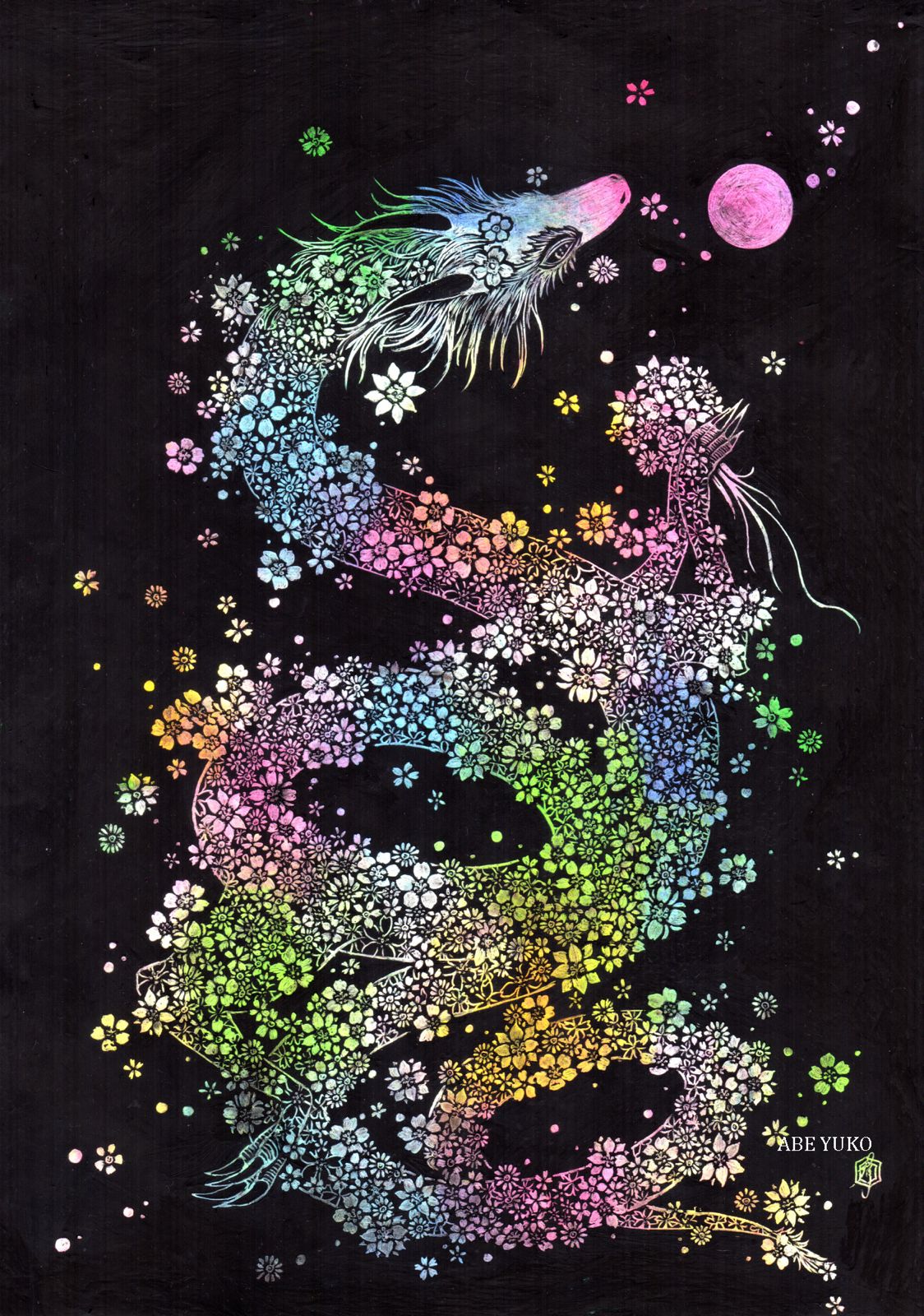 風の龍」龍画 スクラッチアート(原画)龍の絵 - メルカリ