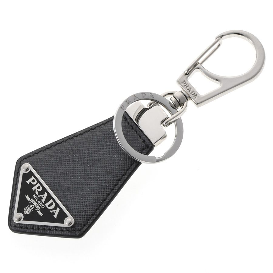プラダ | PRADA サフィアーノレザー キーリング | トライアングルロゴ キーホルダー 2PP041 レザー|メタル パラディオ グレー系 商品番号 E-159230