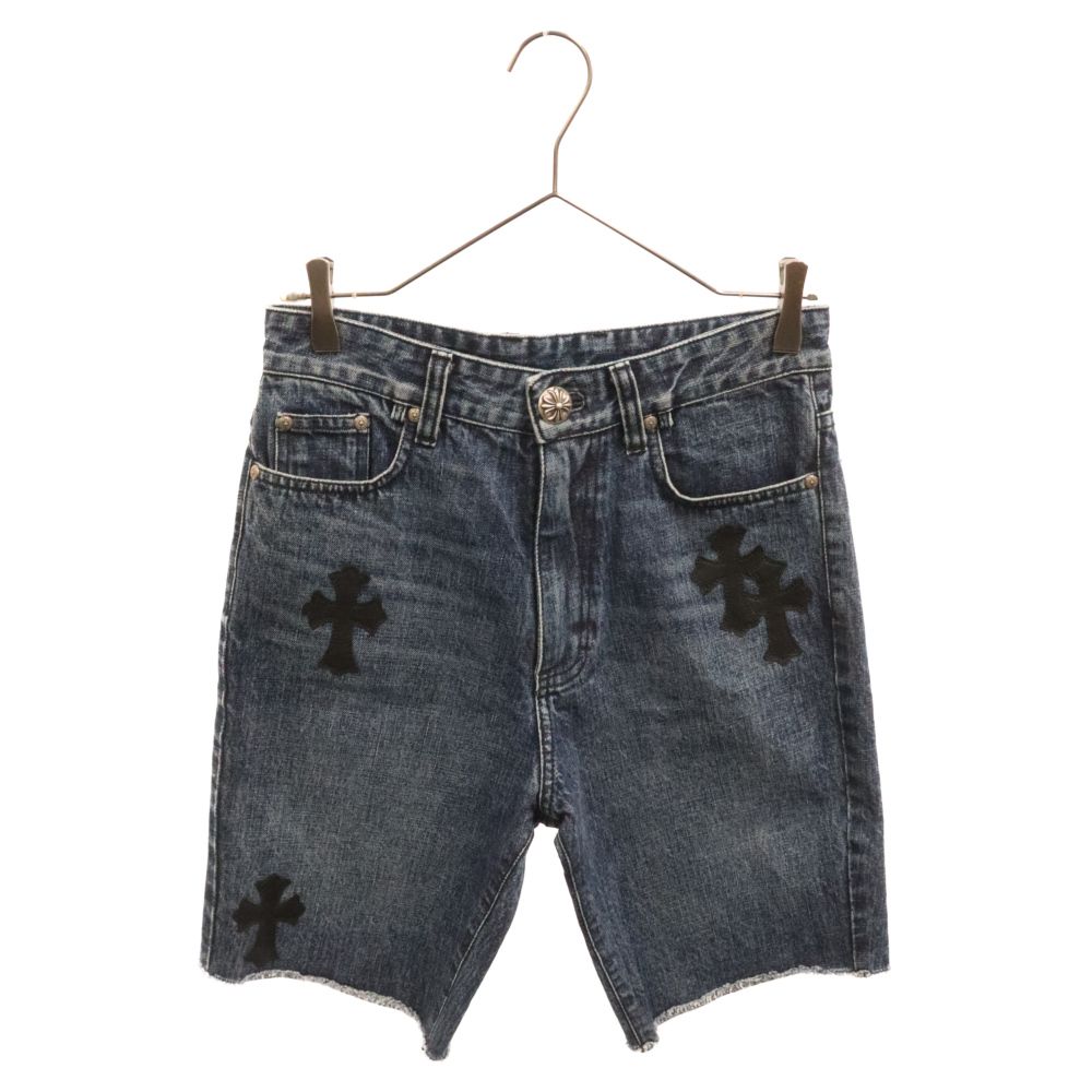 CHROME HEARTS (クロムハーツ) SEGER クロスパッチ付きデニムハーフパンツ ショーツ