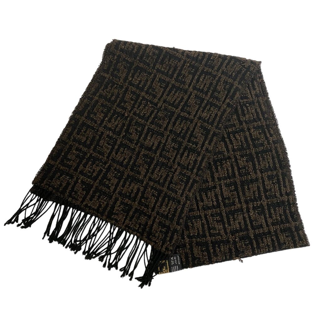 FENDI ズッカ柄 ブラウン マフラー ウール フリンジ R50GATL6mrX9F8xuDGshyZuOojEoCW