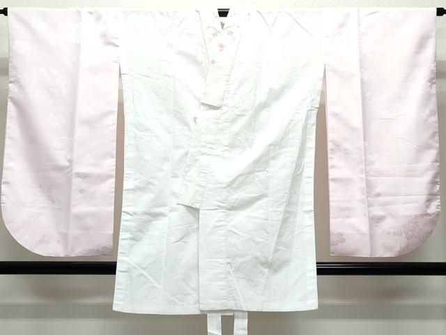 平和屋着物●小振袖　二尺袖・半襦袢セット　舞梅文　半衿刺繍　洗える着物　CAAY2974vf 平和屋着物○小振袖 二尺袖・半襦袢セット 舞梅文 半衿刺繍 洗える着物