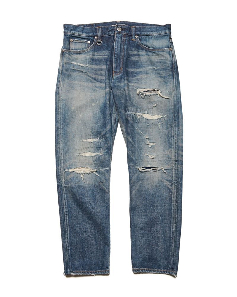 uniform experiment DAMAGED DENIM TAPERED-FIT JEANS ジーンズ UE