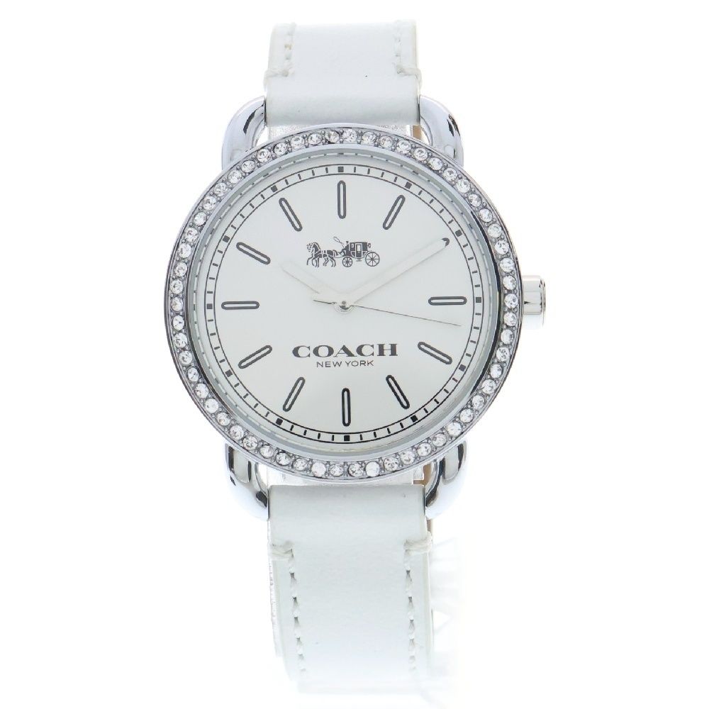 COACH コーチ ラウンド 腕時計 クォーツ ラインストーンベゼル ホワイト 105.7.95.1205S レディース