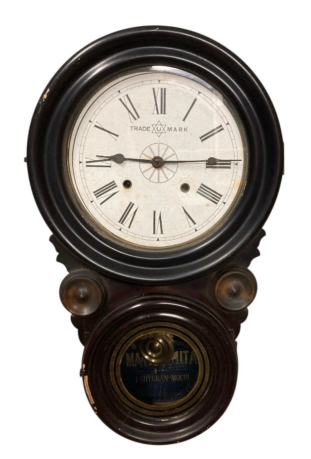 振り子式柱時計 文字盤 TRADE XU MARK MAALTA SHYUKAN-MOCHI 古時計 柱時計 日本 明治 大正時代 精工舎 愛知時計 ダルマ時計 四ツ丸 時代物 レトロ アンティーク 古美術 骨董 コレクション ジャンク品 N25J 出西 36