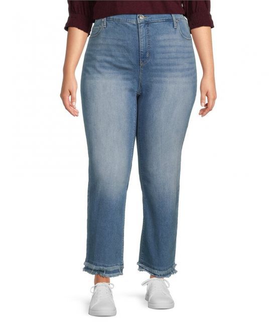 【送料無料】 コード ブルー レディース デニムパンツ ジーンズ ボトムス Plus Size High-Rise Straight-Leg Double Frayed Hem Ankle Jeans Glacier Wash