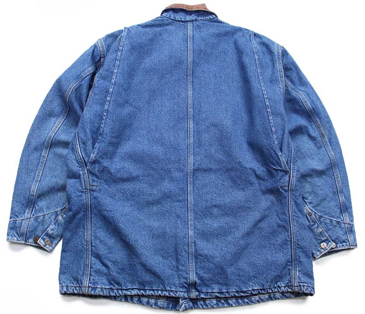 00s carharttカーハート ANDRITZ 刺繍 ブランケットライナー デニム チョアコート カバーオール XL ジャケット ビッグサイズ