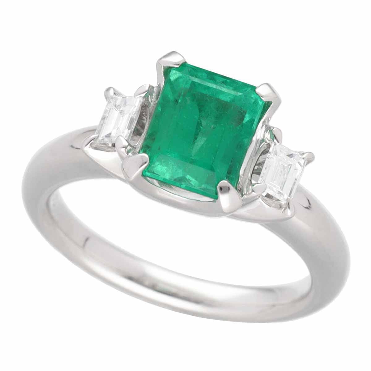コロンビア産 F1 天然エメラルド(1.74ct) ダイヤモンド(0.24ct) リング 