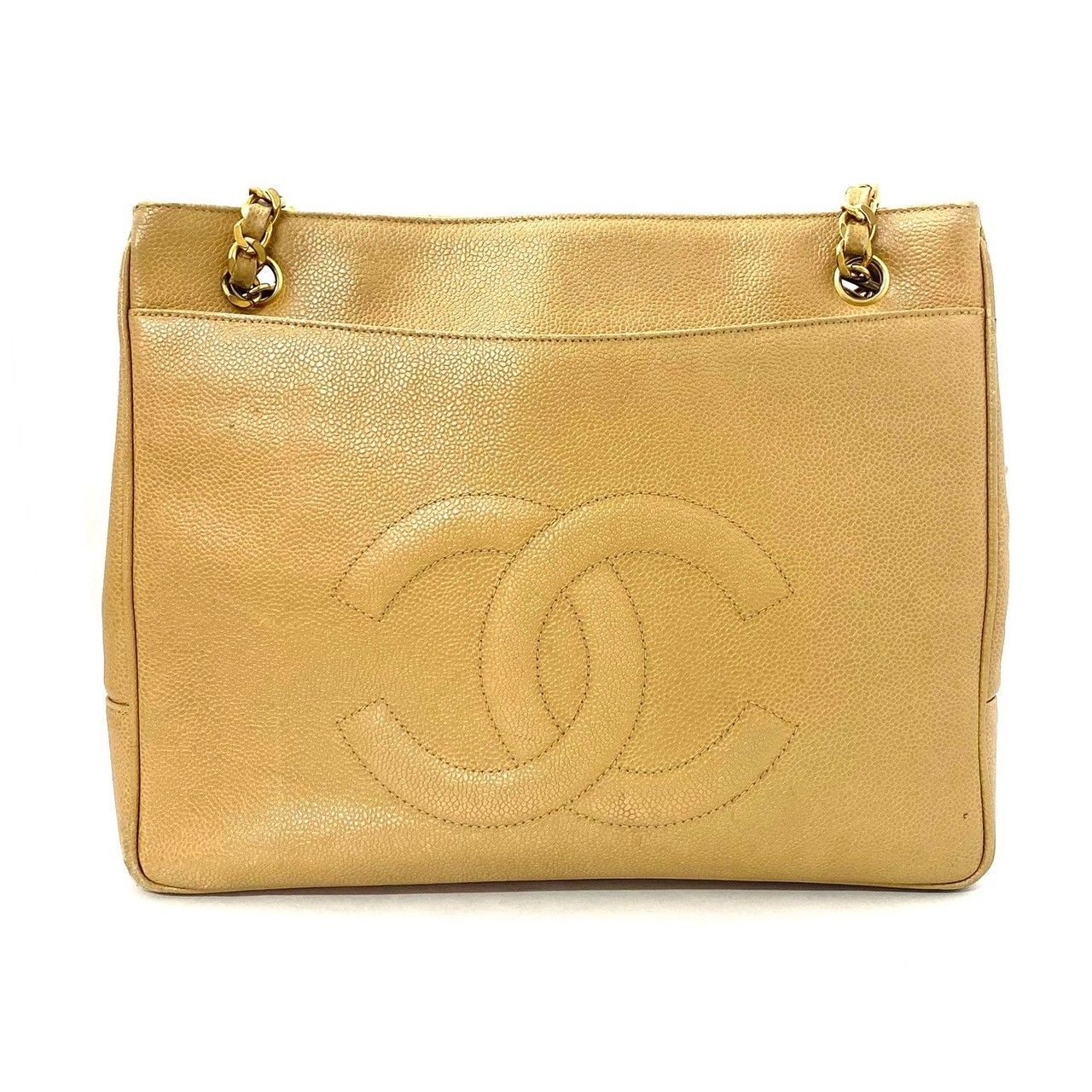 M【CHANEL】ココマーク キャビアスキン チェーン ショルダーバッグ 