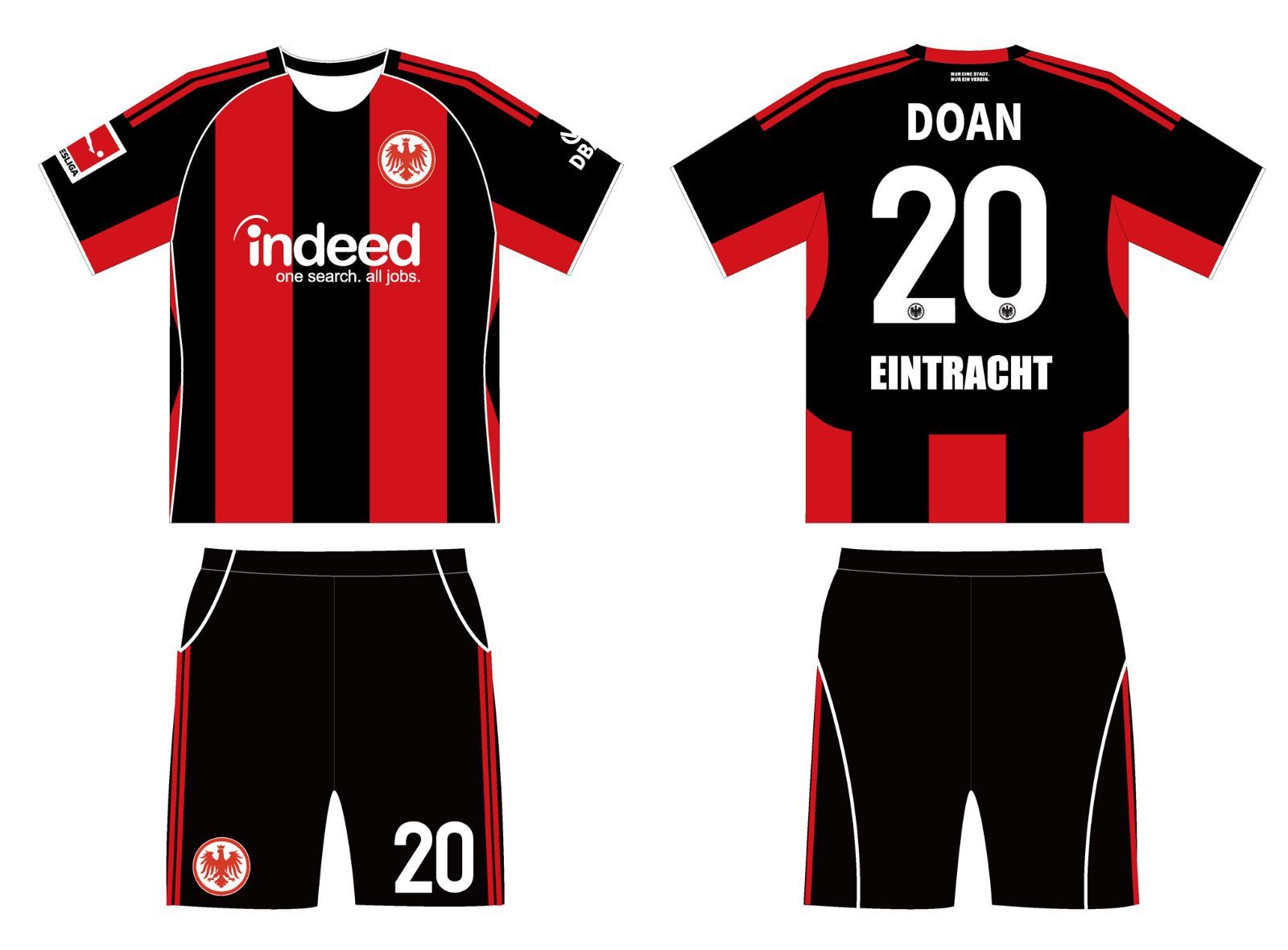 フランクフルトホーム サッカーユニフォーム 堂安仕様 DOAN 20番