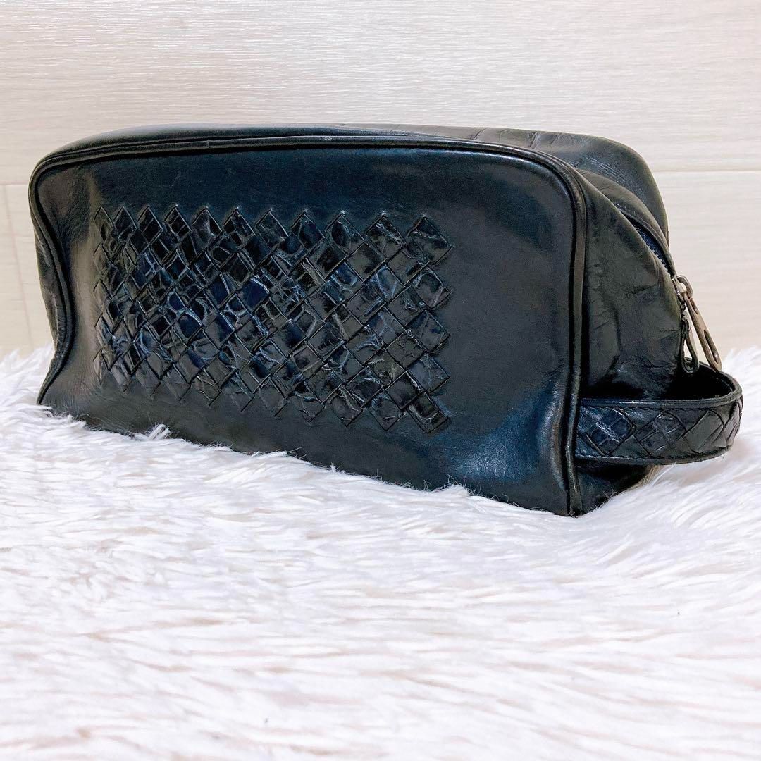 6 ボッテガヴェネタ イントレチャート クロコダイル セカンドバッグ