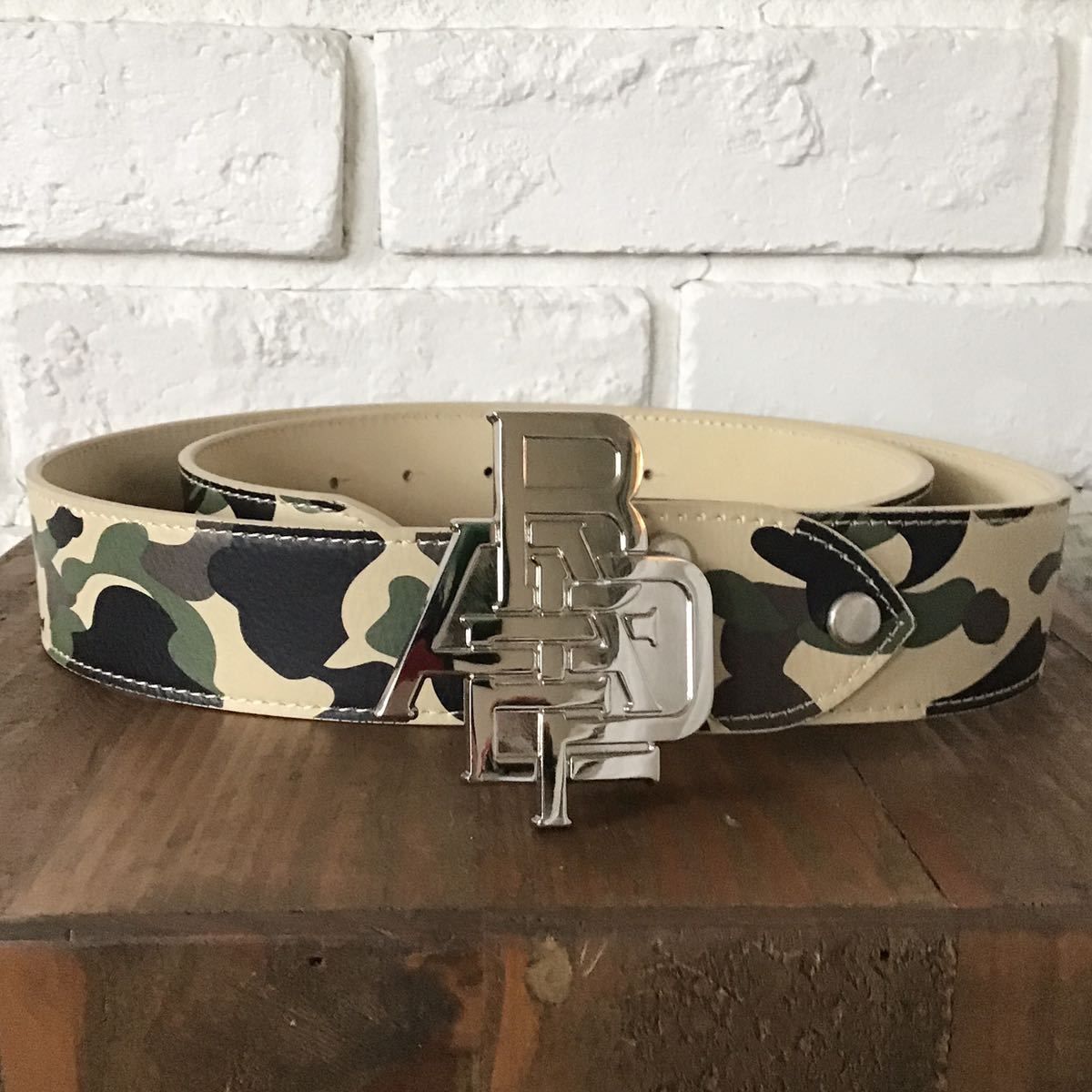 BAPE camo レザー ベルト 1st camo yellow XLサイズ a bathing