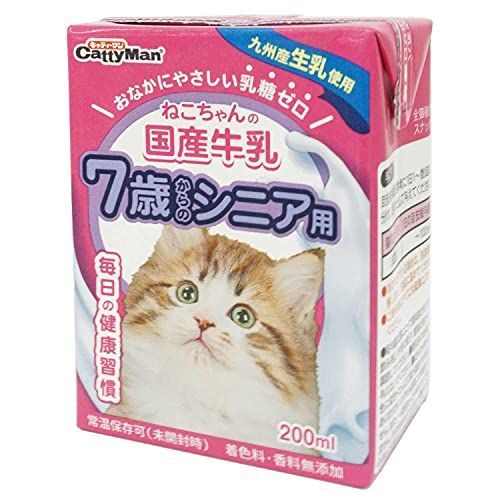 キャティーマン CattyMan ねこちゃんの国産牛乳 7歳からのシニア用 200ml×24個 ケース販売