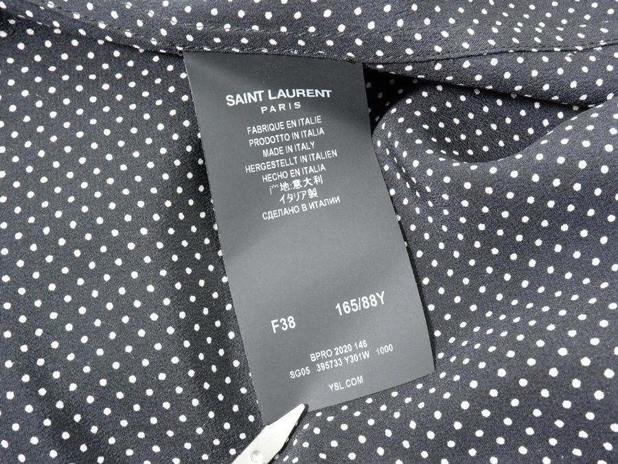 SAINT LAURENT PARIS/サンローラン パリ 2020年製 395733 Y301Wポルカドット シルクブラウス シャツ【F38】【LSHA74228】 SAINT LAURENT PARIS/サンローラン パリ 2020年製 395733 Y301Wポルカ