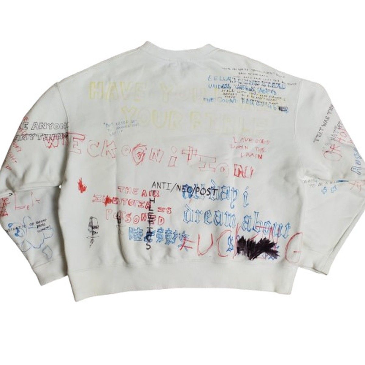 Adidas シーズン5 スウェット ホワイト 手書きデザイン adidas アディダス YEEZY SEASON5 イージー 落書きプリント