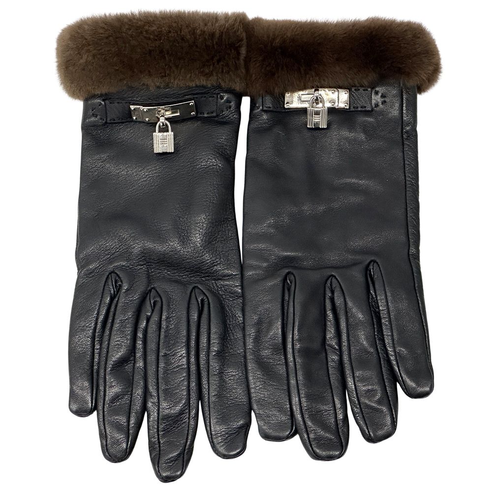 ☘️ 美品 エルメス HERMES 手袋 ファー ケリーグローブ ブラウン 茶☘️ ☘️ 美品 エルメス HERMES 手袋 ファー ケリーグローブ