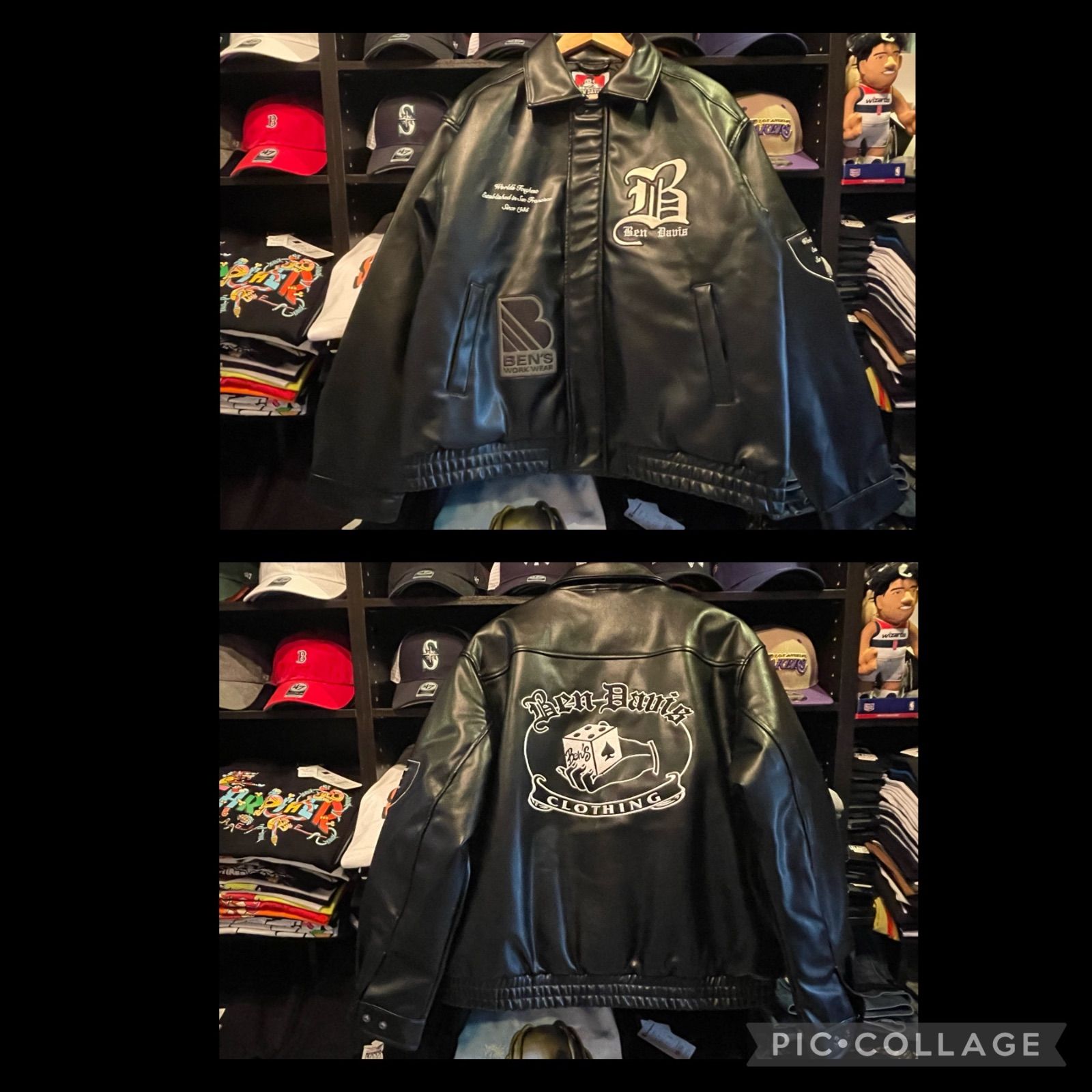 BEN DAVIS(ベンデイビス)BD FAUX LEATHER JACKET / レザー ワッペン