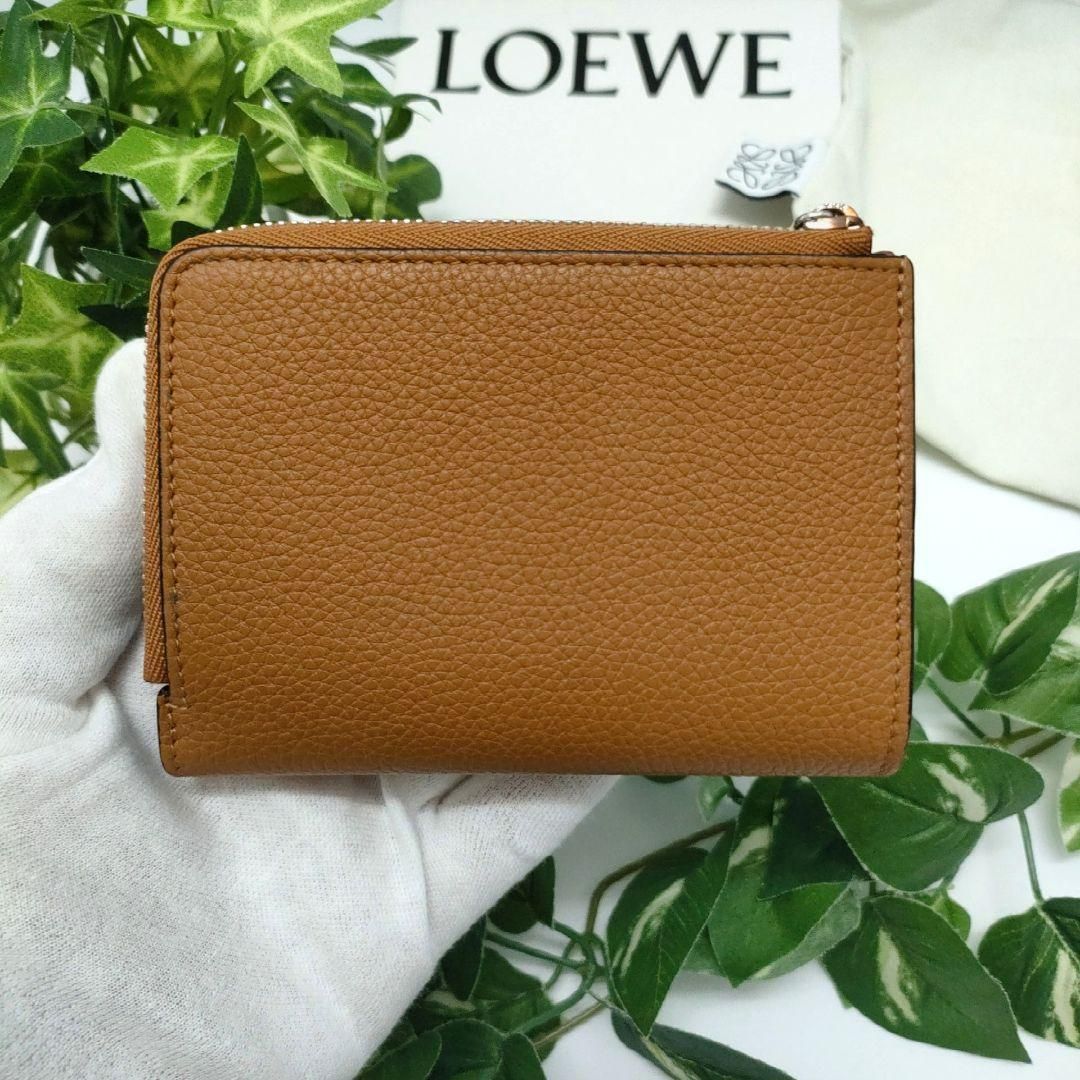 ロエベ 折り財布 スリムジップバイフォールドウォレット アナグラム ブラウン