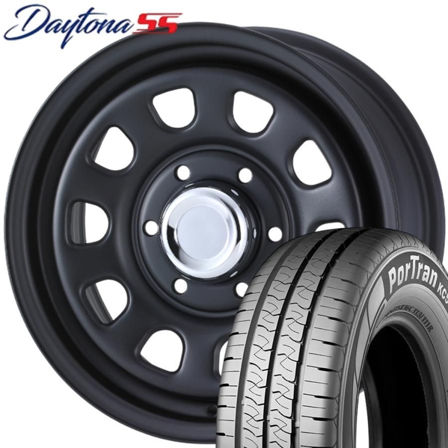 期間 ラジアル MLJ DAYTONA SS デイトナ SS 15ｘ6.0 ＋45 6H 139.7 フルマットブラック ｘ４本 KUMHO クムホ ポートラン KC53 195 80R15